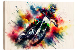 Obraz na drewnie Motocross race in the dust cloud I - nobelart