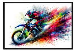 Gerahmter Kunstdruck Motocross-Rennen in der Staubwolke II - nobelart