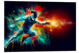 Hartschaumbild Fechter in Aquarell