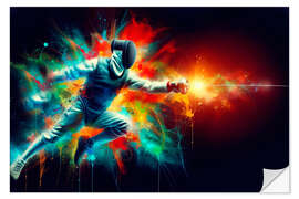 Wandsticker Fechter in Aquarell