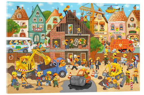 Cuadro de metacrilato Hardworking construction workers