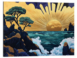 Tableau en aluminium Sunrise over the sea waves - DejaReve
