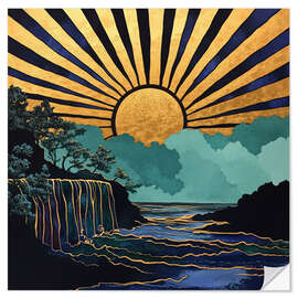 Selvklæbende plakat Golden sunrise