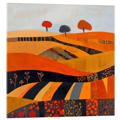 Acrylglasbild Orangefarbene Felder