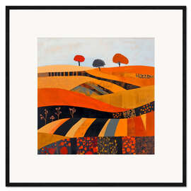 Gerahmter Kunstdruck Orangefarbene Felder