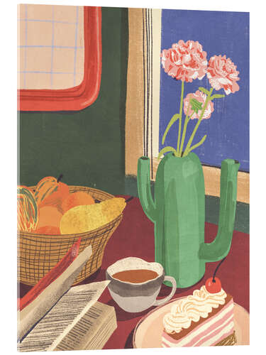 Cuadro de metacrilato Book, coffee and cake