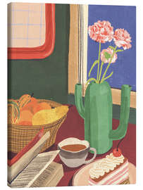 Leinwandbild Buch, Kaffee und Kuchen - Gigi Rosado