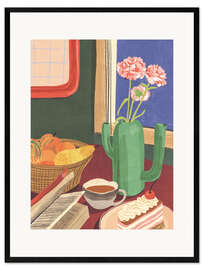 Framed art print Book, coffee and cake - Gigi Rosado