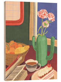 Wood print Book, coffee and cake - Gigi Rosado