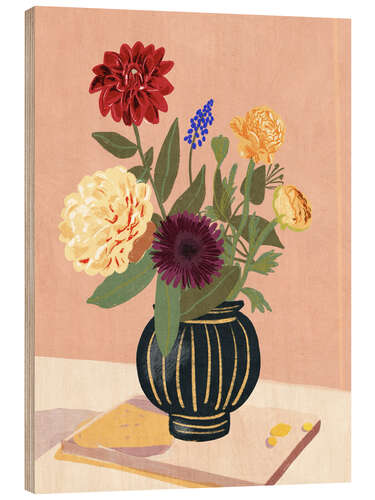 Wood print Bouquet of flowers