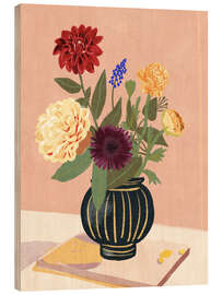 Wood print Bouquet of flowers