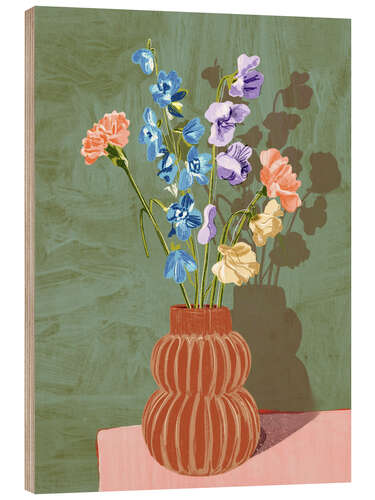 Hout print Pastel bouquet