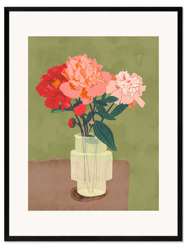 Framed art print Peonies