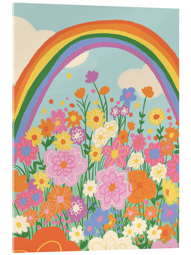 Tableau en verre acrylique Floral Rainbow