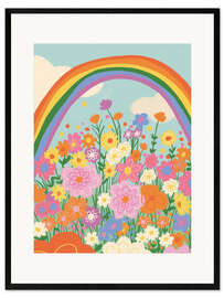 Gerahmter Kunstdruck Blumenregenbogen