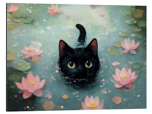Quadro em alumínio Swimming black cat