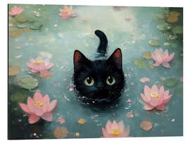 Quadro em alumínio Swimming black cat