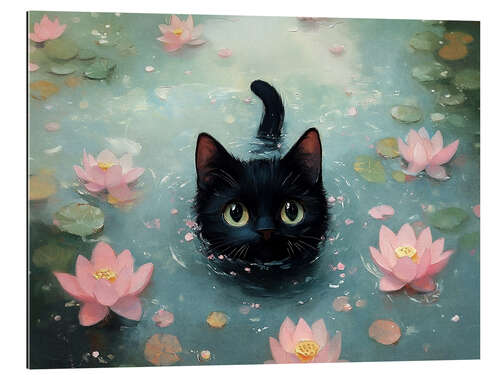 Gallery print Swimming black cat