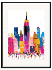 Gerahmter Kunstdruck New York City in Pink