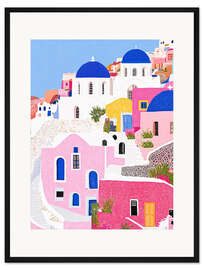 Gerahmter Kunstdruck Insel Santorin - DejaReve