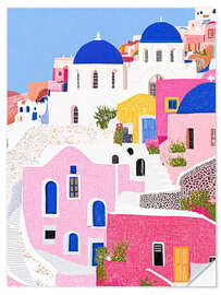 Selvklæbende plakat Santorini Island
