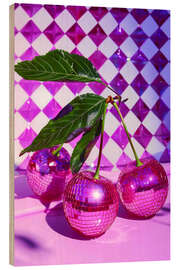 Wood print 70's Inspired Cherries - LSR Design Studio