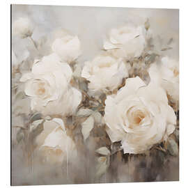 Aluminium print White Roses Floral  Square - Arlington Prints