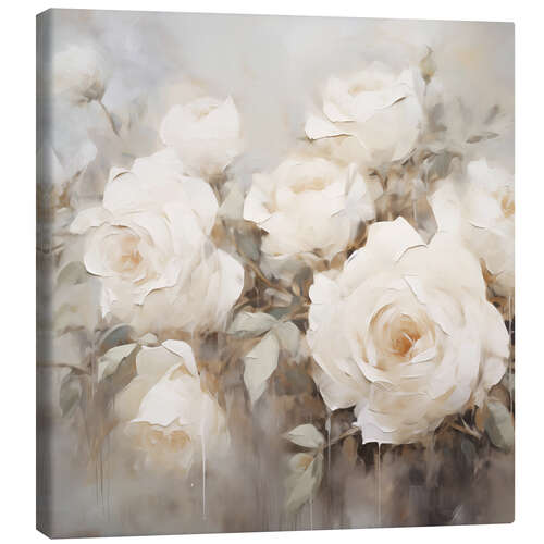 Canvas-taulu White Roses Floral  Square