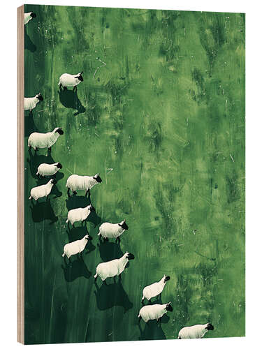 Wood print Wandering Sheep