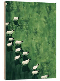 Hout print Wandering Sheep