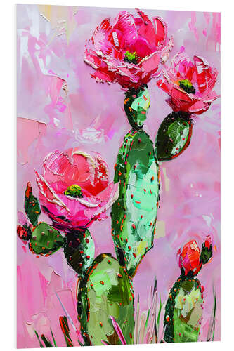 Hartschaumbild Rosa Blütenkaktus