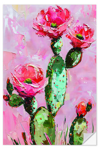 Sticker mural Pink Fower Cactus