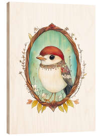 Wood print Bird Portrait II - Dutch Lady