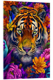 Acrylic print Tiger in the Flowery Jungle - LSR Design Studio