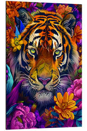 Aluminium print Tiger in the Flowery Jungle - LSR Design Studio