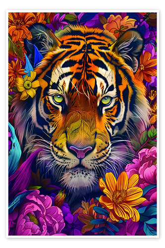 Poster Tiger in the Flowery Jungle