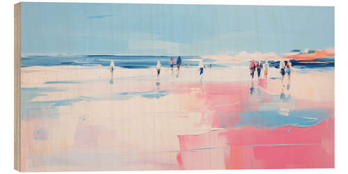 Hout print Pink Beach