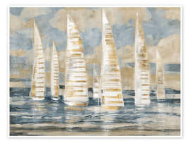 Wall print Regatta Collage, Gold - Paul Brent