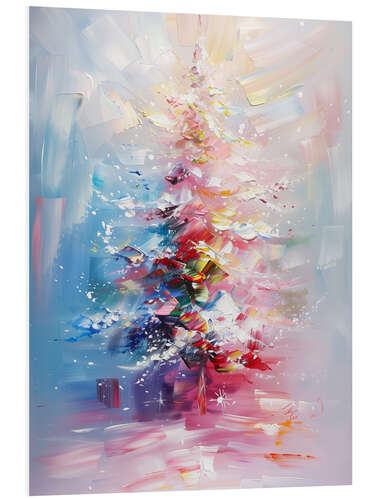 Print på skumplade Colourful Christmas Tree