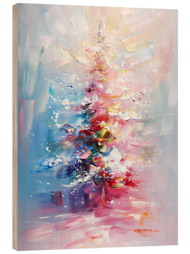 Trätavla Colourful Christmas Tree