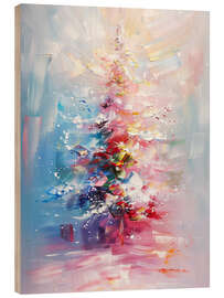 Trätavla Colourful Christmas Tree