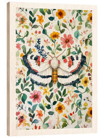 Wood print Botanical Butterfly III
