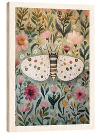 Wood print Botanical Butterfly IV