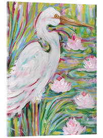 Tableau en verre acrylique Great White Egret - Estelle Grengs
