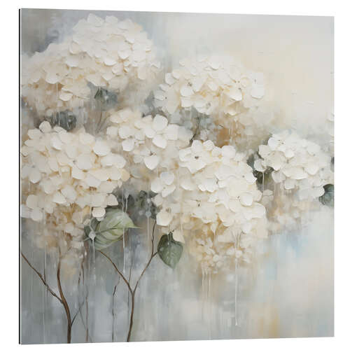 Quadro em plexi-alumínio White Hydrangeas Floral