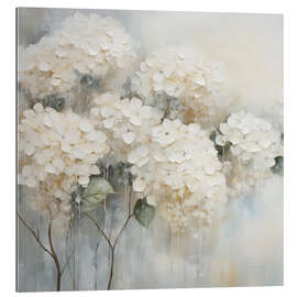 Quadro em plexi-alumínio White Hydrangeas Floral - Arlington Prints