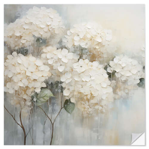 Sticker mural White Hydrangeas Floral