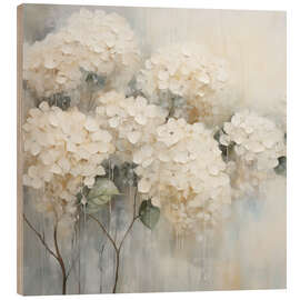 Puutaulu White Hydrangeas Floral - Arlington Prints