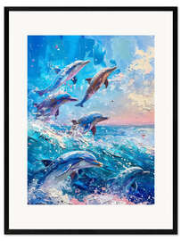 Framed art print Dolphin Family - LSR Design Studio