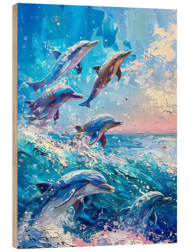 Obraz na drewnie Dolphin Family